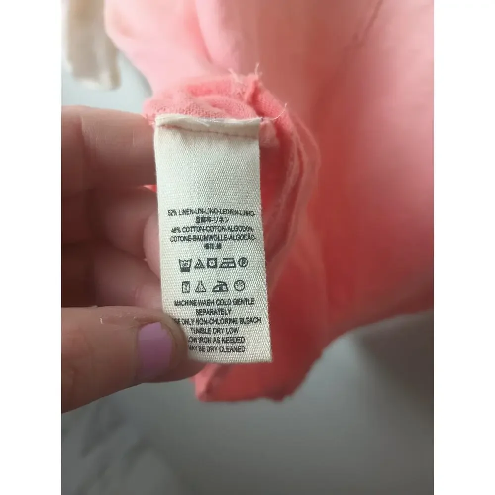 Free People‎ We the Free Linen Blend Tee Ombre Shirt Women's XS Slouchy Light